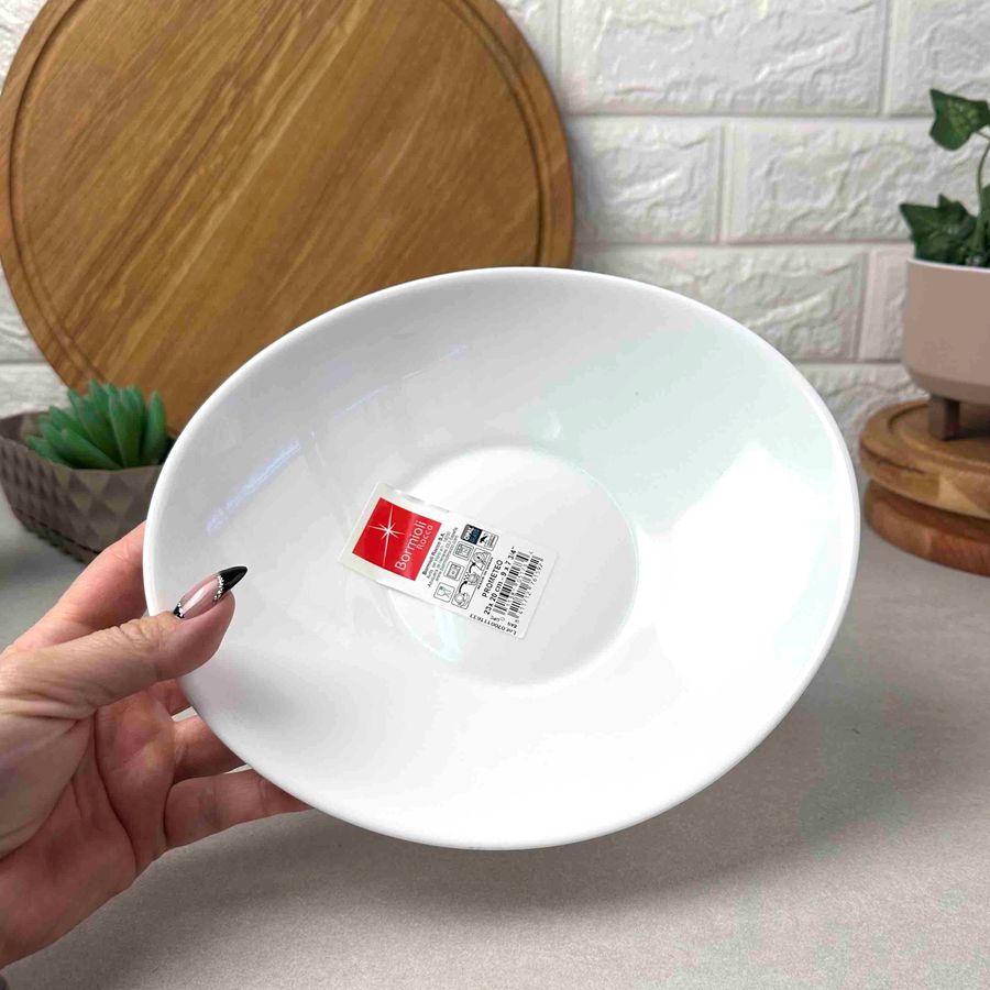 Белая овальная тарелка для пасты Bormioli Prometeo 23*20 см, ресторанная посуда Bormioli Rocco