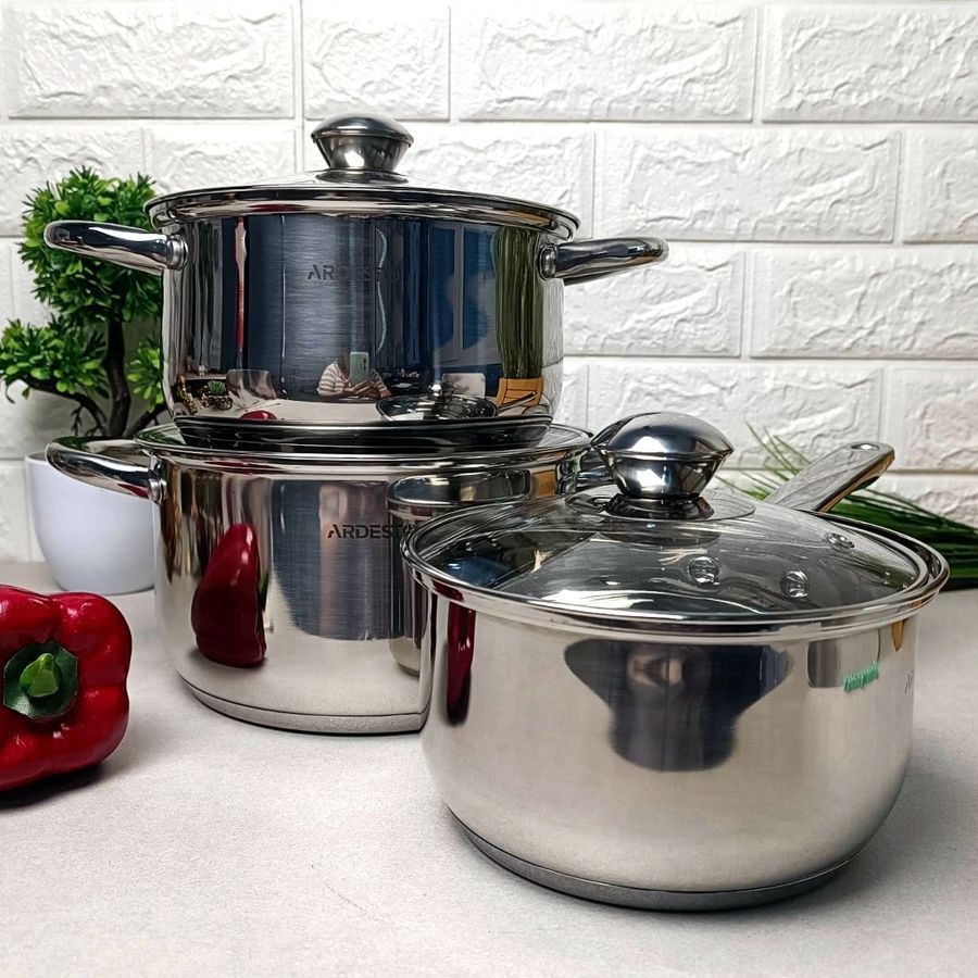 Набор из нержавеющей стали 2 кастрюли и ковш для всех видов плит, Ardesto Gemini Gourmet Ardesto
