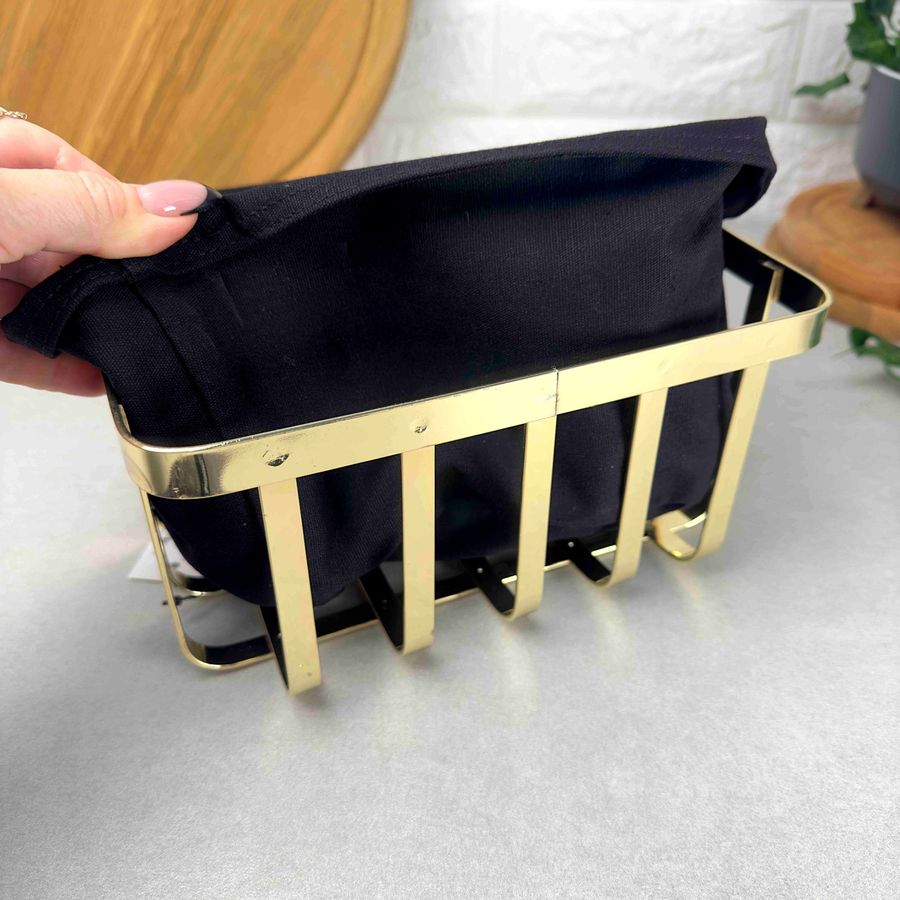 Металлическая корзинка для хлеба со съёмным чехлом 21*21 см Gold Hell