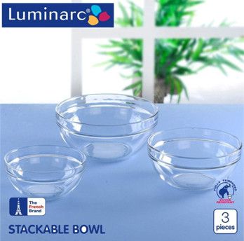 Набір скляних салатників з бортиком Luminarc Stackable (D9001) Luminarc
