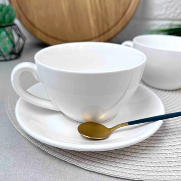 Набір білих чайних чашок З Блюдцями 340 мл 6 шт. ARDESTO Imola Ardesto