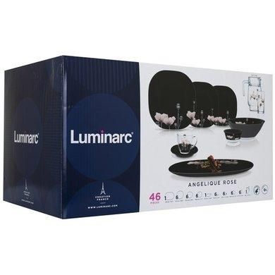 Сервиз чорний столовий з квадратними тарілками Luminarc Carine ANGELIQUE 45 пр. (N8124) Luminarc