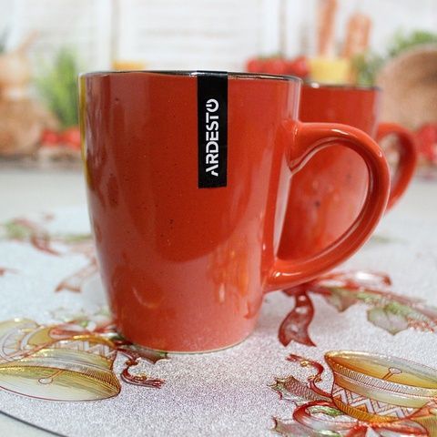 Конусная оранжевая керамическая кружка 360 мл Ardesto Bagheria Warm apricot Ardesto