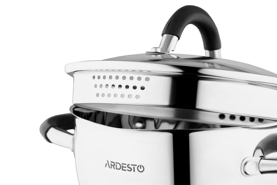 Набор кухонной посуды из нержавеющей стали (кастрюли и ковш)для всех видов плит, Ardesto Livorno Ardesto