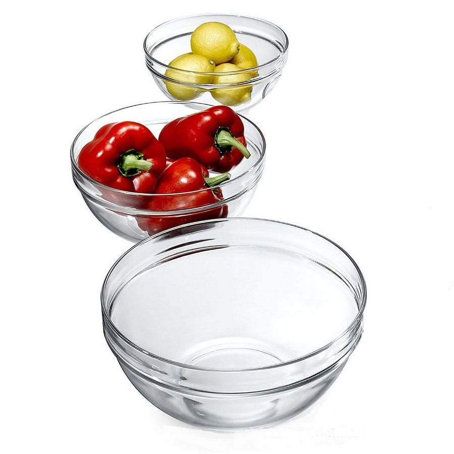 Набір скляних салатників з бортиком Luminarc Stackable (D9001) Luminarc