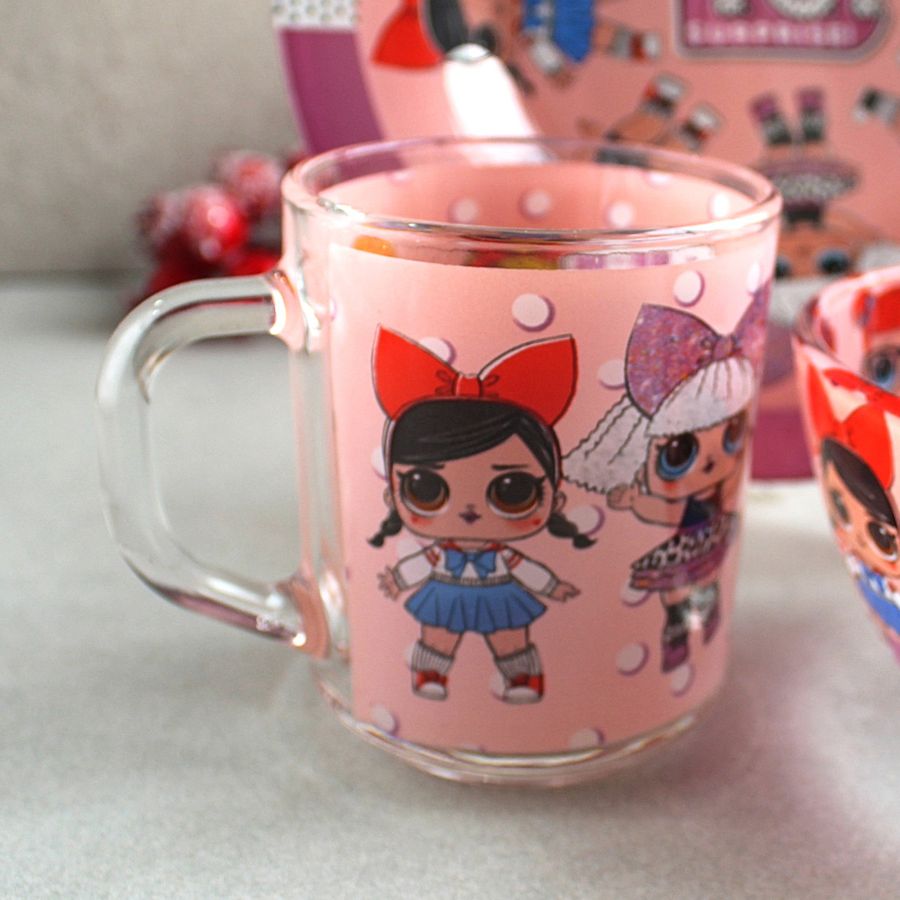 Набор детской посуды для девочек 3 предмета с мульт-героями Лол Розовый, детская посуда Hell