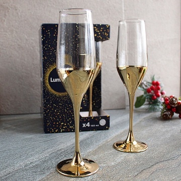 Набор бокалов для шампанского с золотом Luminarc Электрическое золото 160 мл 4 шт (P9301) Luminarc