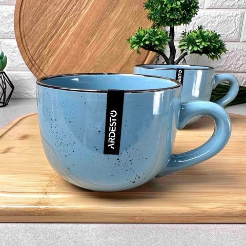 Великий керамічний кухоль 480 мл Ardesto Bagheria Misty blue Ardesto
