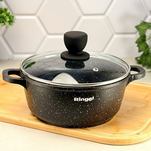 Кастрюля алюминиевая 20 см 2.4 л черная с крышкой RG-2107-20 Ringel Koriander RINGEL