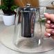 Конусный заварочный стеклянный чайник 1л с нержавеющим ситечком