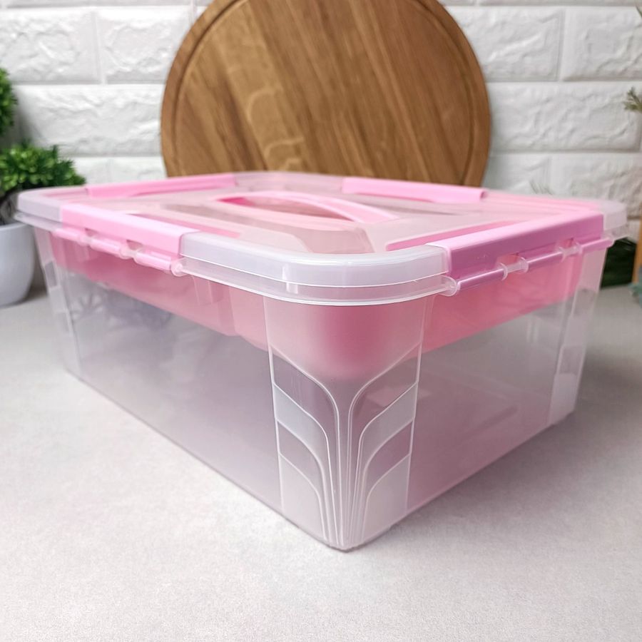 Рожевий контейнер для шкільного приладдя із вкладишем 10л А4 Шкільна реформа Алеана