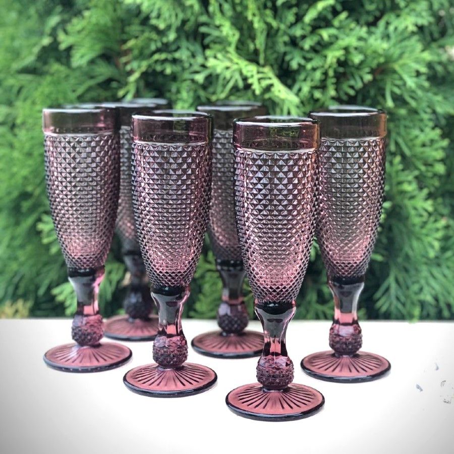 Рожеві келихи для шампанського з кольорового скла "Рубін" 6 шт 150 мл (6415) Hell