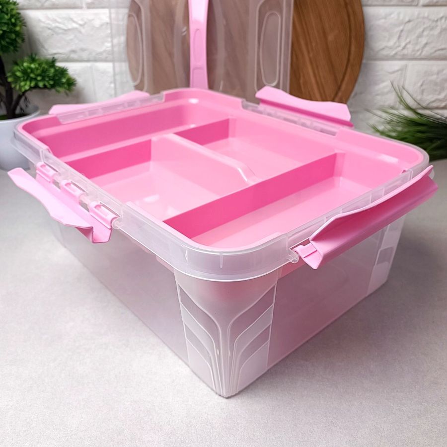 Рожевий контейнер для шкільного приладдя із вкладишем 10л А4 Шкільна реформа Алеана