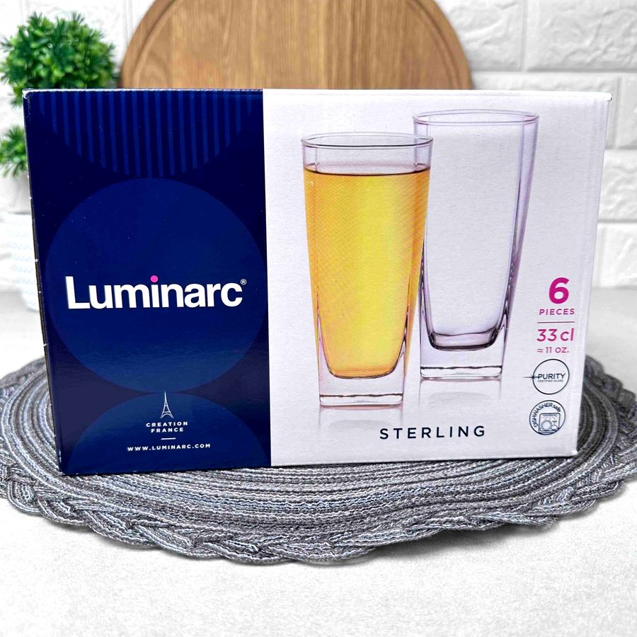 Набор высоких стаканов с квадратным дном Luminarc "Sterling" 330 мл 6 шт (N0769) Luminarc