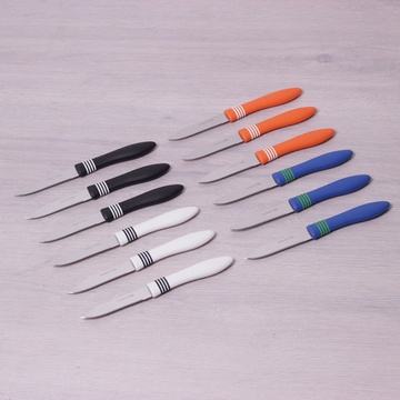 Набір ножів для очищення 12 шт з нержавіючої сталі з пластиковими ручками Kamille Kamille