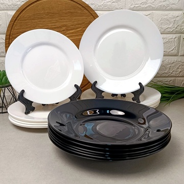 Чорно-білий столовий набір посуду Luminarc Plumi Black&White 18 предметів Luminarc
