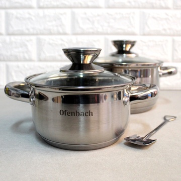 Набір кухонного посуду 4 пр з нержавіючої сталі з мірною шкалою Ofenbach Kamille