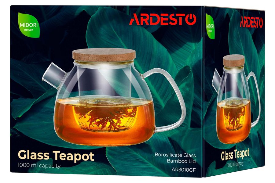 Скляний чайник для заварювання зі скляним фільтром 1 л Ardesto Ardesto