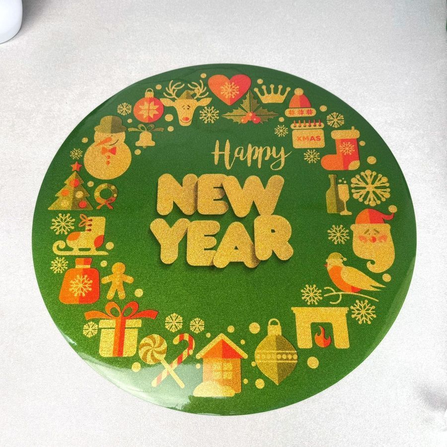 Кругла зелена новорічна серветка 38 см New Year (63-Ж) Без бренда