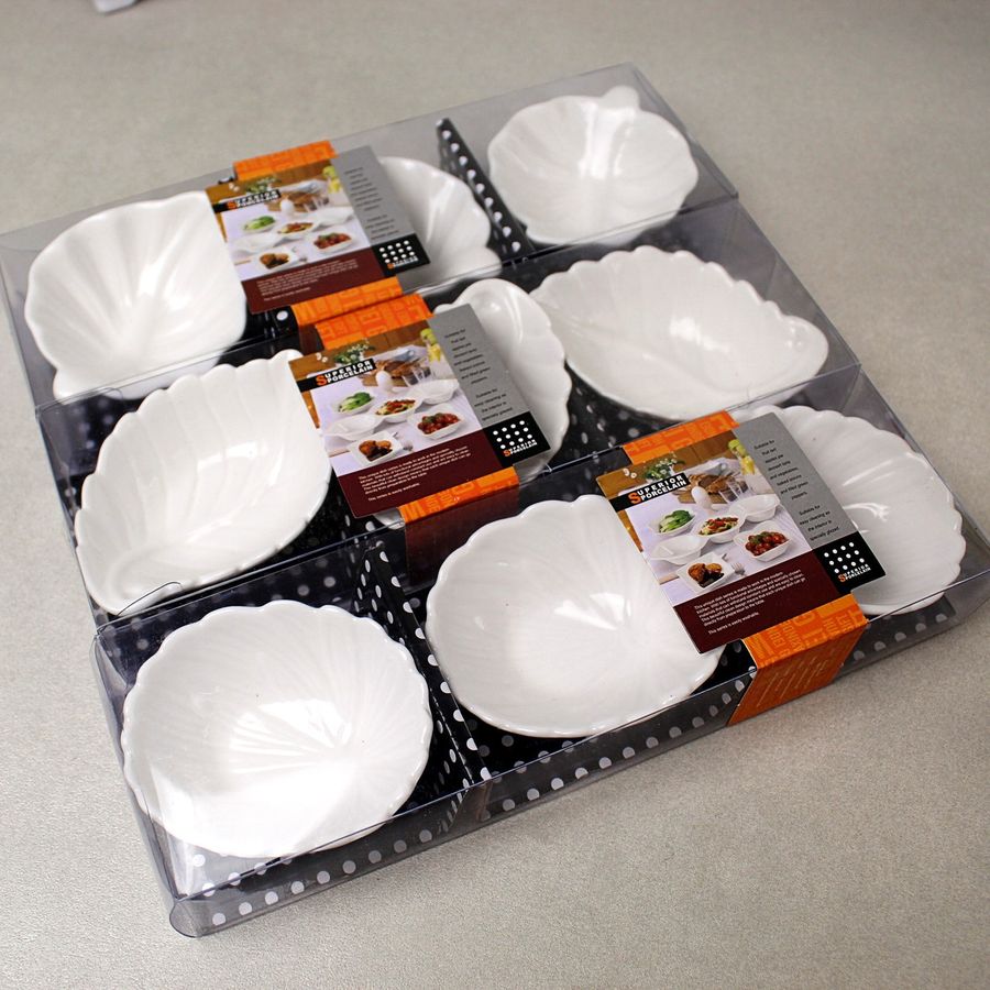 Набір білих соусниць-листочків 3 шт, посуд для сервірування Hell