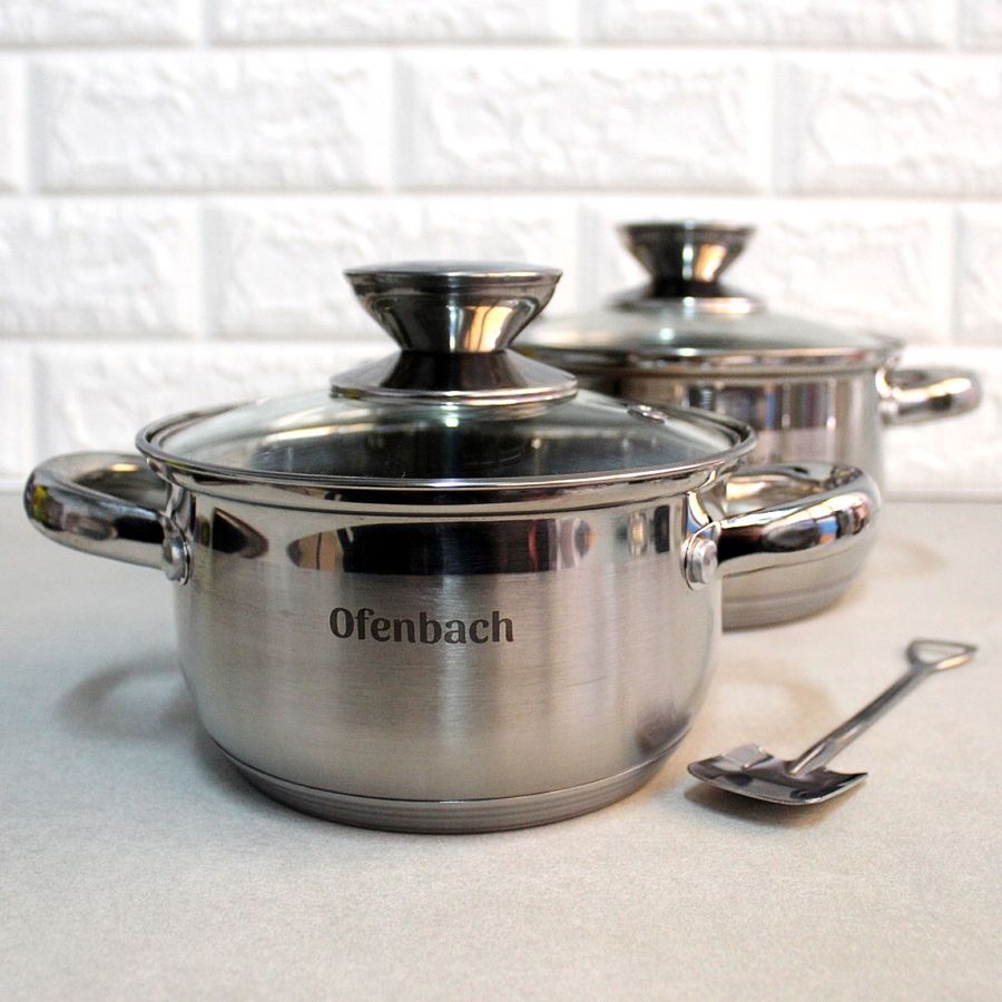 Набор кухонной посуды 4 пр из нержавеющей стали с мерной шкалой Ofenbach Kamille