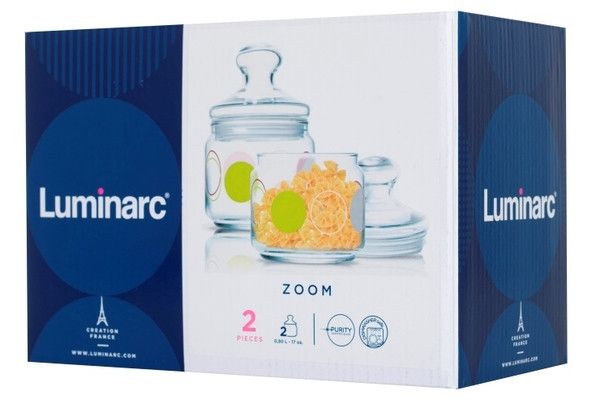 Набір скляних банок з прозорою кришкою Luminarc Zoom 2 шт 0.75 л (N1692) Luminarc