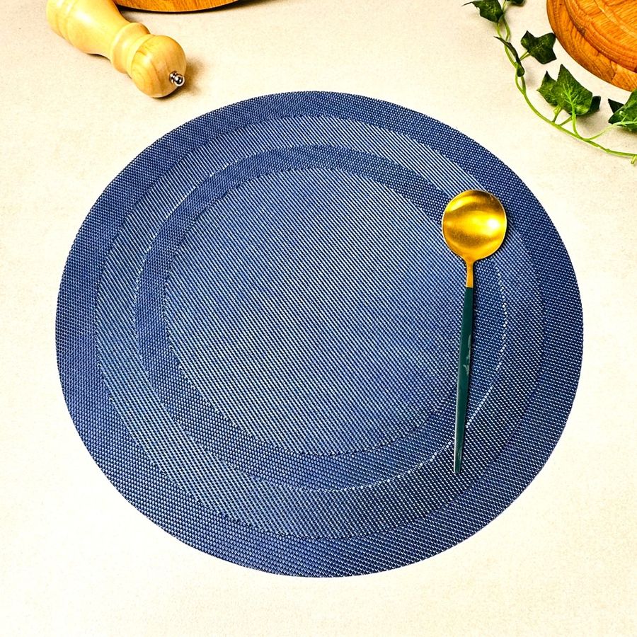 Синя серветка підтарільник кругла 38 см подвійний обідок (К-9) Hell