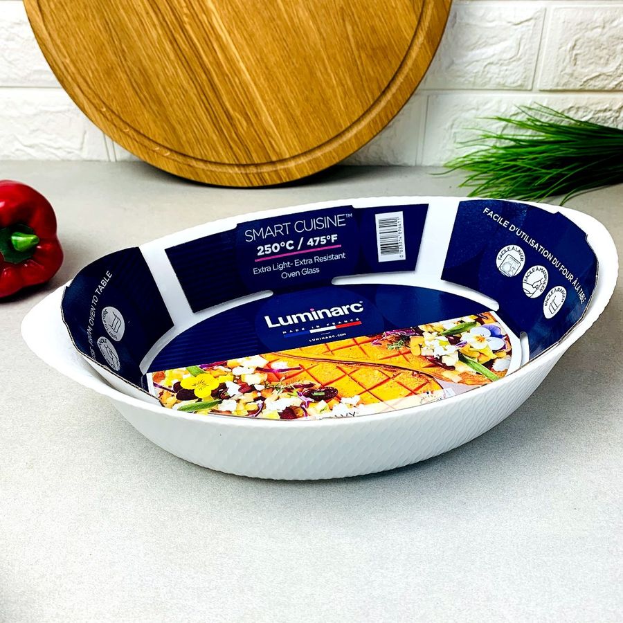 Біле блюдо-човник для запікання та подачі Люмінарк Smart Cuisine Wavy 32*20 см Luminarc