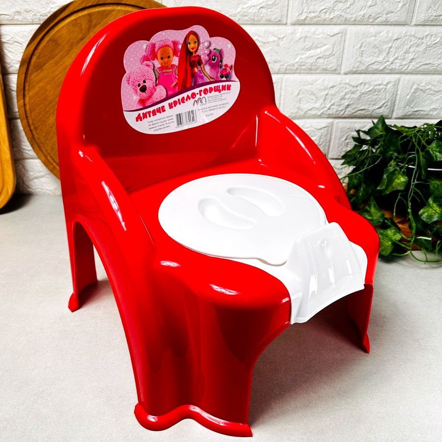 Детский горшок-стульчик для девочек Красный Без бренда