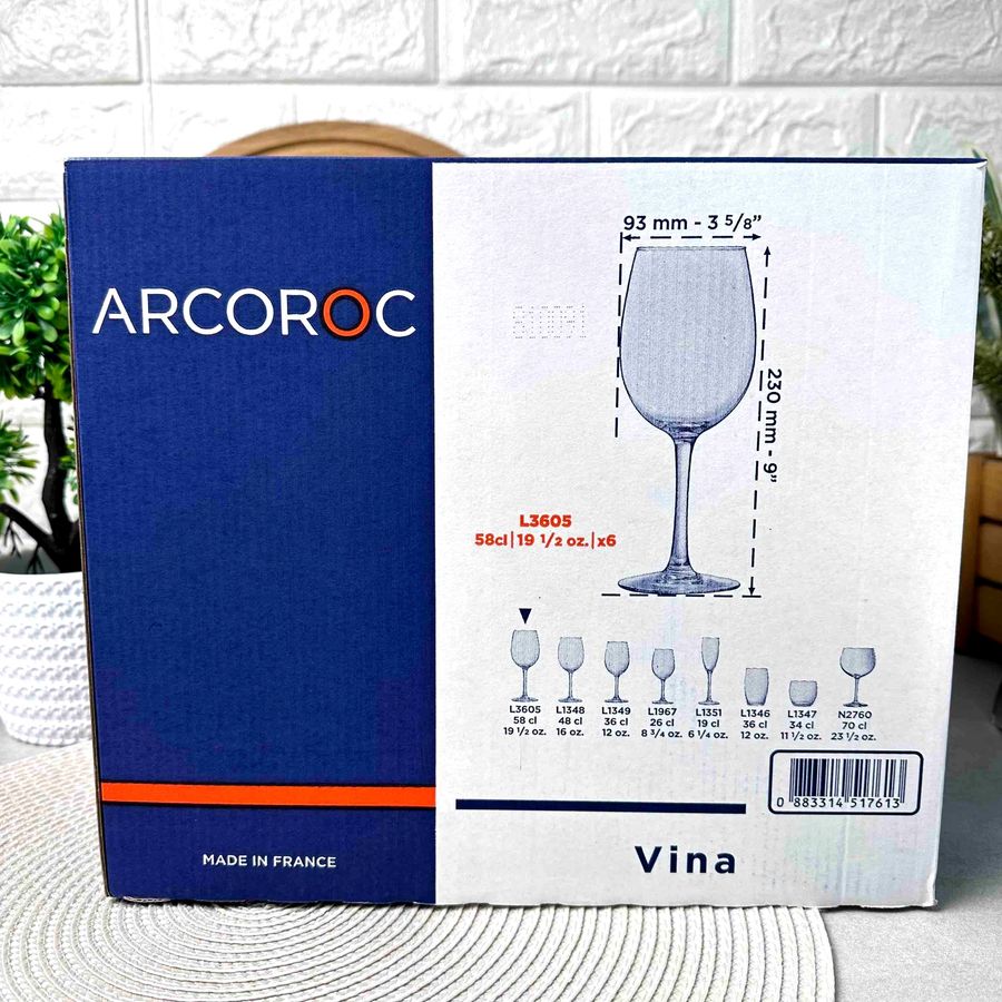 Набор стеклянных бокалов для красного вина Arcoroc Vina 580 мл 6 шт (L3605) Arcoroc