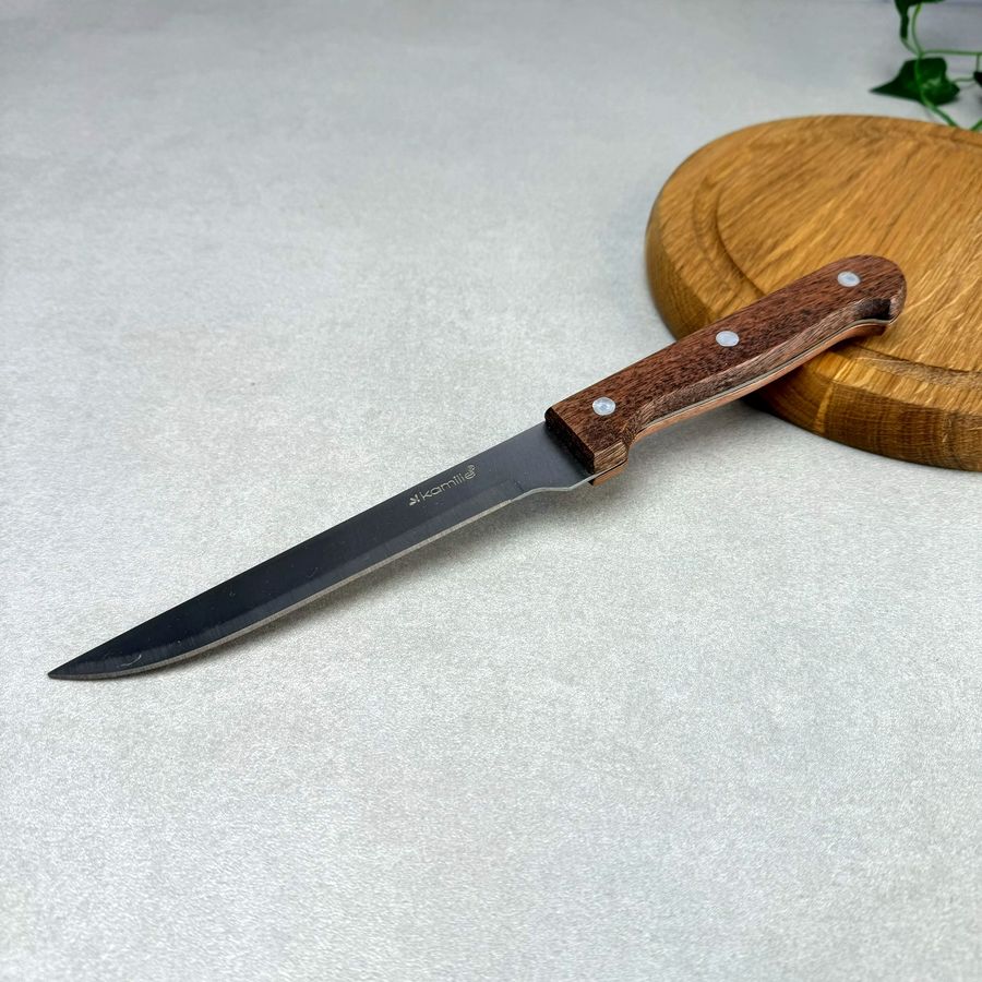 Нож кухонный для костей из нержавеющей стали с деревянной ручкой Kamille Kamille