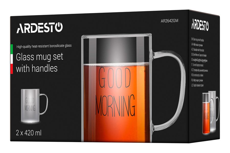 Набор цилиндрических чайных чашек 420 мл 2 шт ARDESTO Good Morning Ardesto