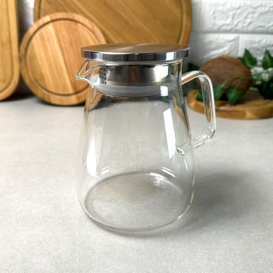 Скляний чайник для заварювання 1.1 л з кришкою-фільтром Без бренда