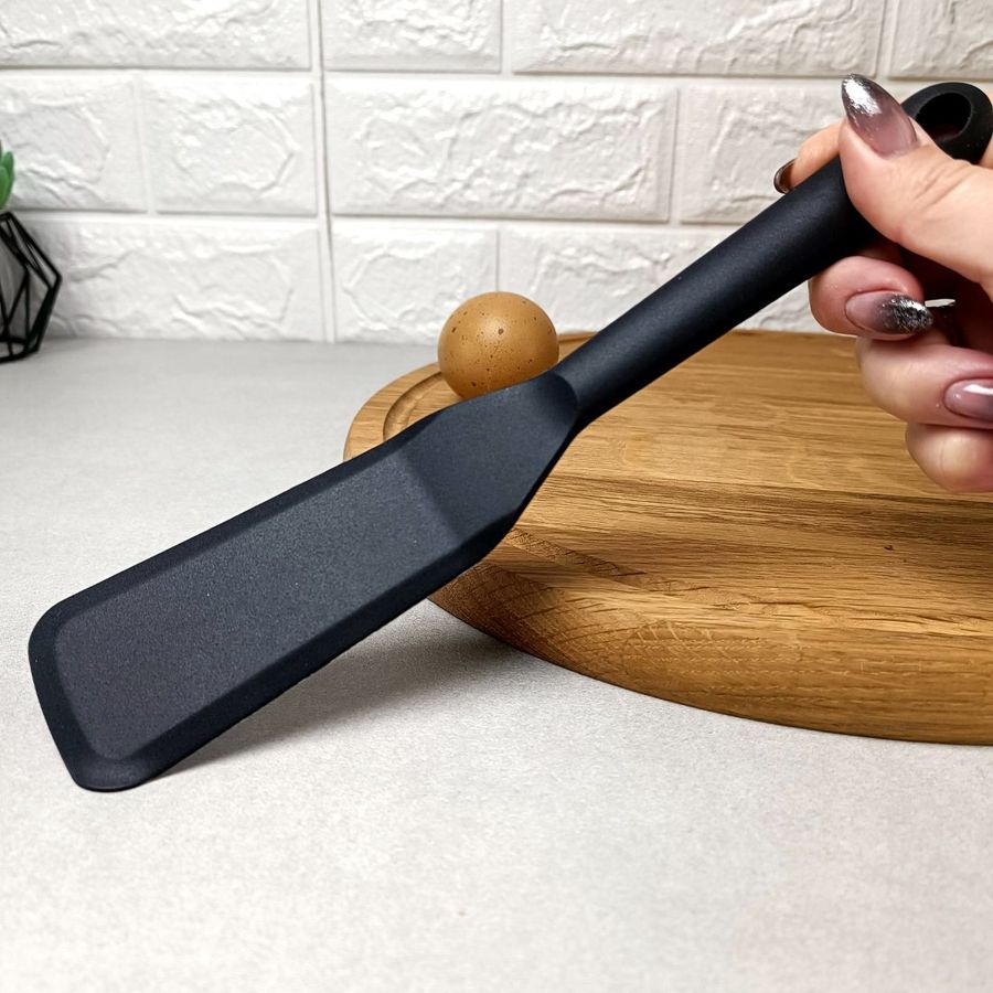 Чёрная силиконовая лопатка для блинчиков 25.4 см Hell