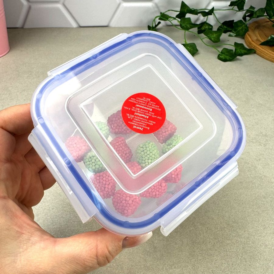 Квадратний пластиковий харчовий контейнер 0.45 л Прозорий Фієста Алеана Алеана