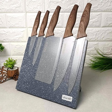Набір мармурових ножів 6 предметів на магнітній мармурової стійці Kamille Kamille