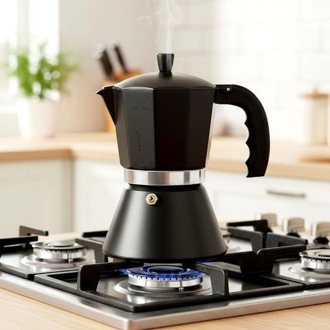 Гейзерная кофеварка алюминий 450 мл черная GT-10049 GUSTO