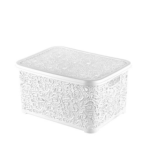 Витіюватий прямокутний кошик 6 л білого кольору на ніжках, 374 Elif Elif Plastik