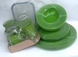 Столовий зелений скляний сервіз Luminarc Simply Bold 16 предметів + контейнер (P9194)