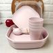 Пластиковий посуд для пікніка 22 предмети на 4 персони Рожевий