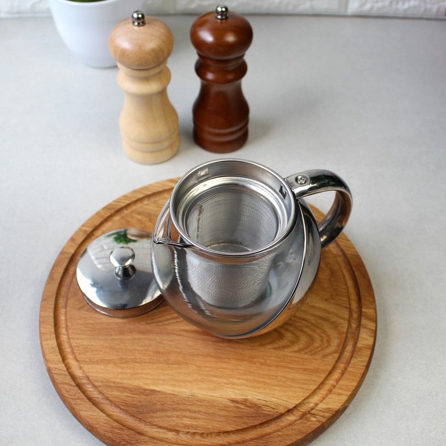 Заварник для чаю скляний з металевим дном 1000 мл Kamille