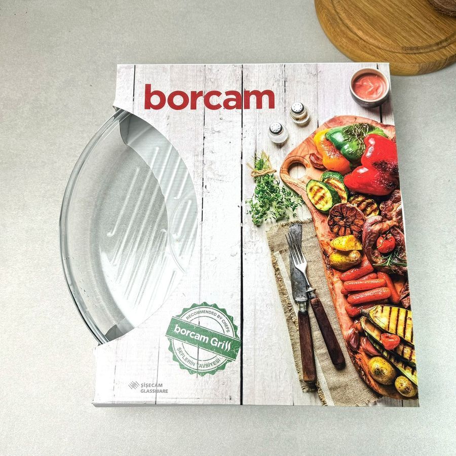 Кругла скляна форма-гриль для запікання 32 см BORCAM GRILL Borcam