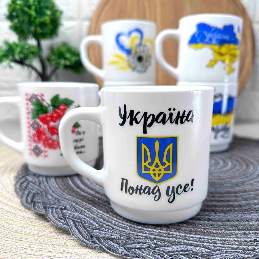 Набор патриотических чашек 6 шт 290 мл Украина Единая! Luminarc