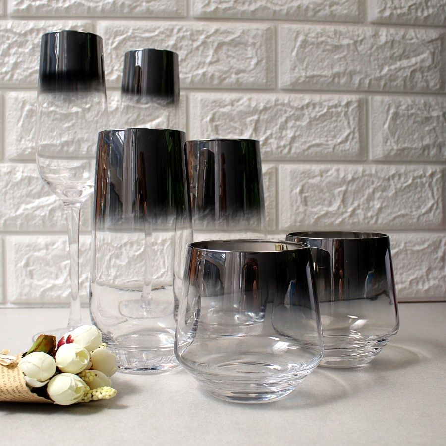 Великий набір склянок і келихів з гальванічним ефектом, кольорові келихи A-plus