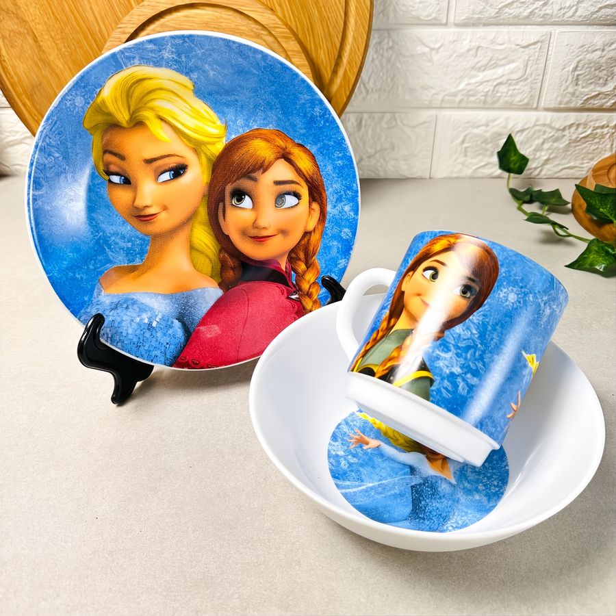 Детская посуда 3 предмета с мульт-героями Холодное Сердце Hell