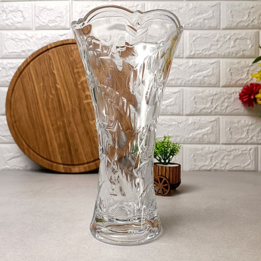 Скляна ваза з декором 23.5 см Тюльпани Hell