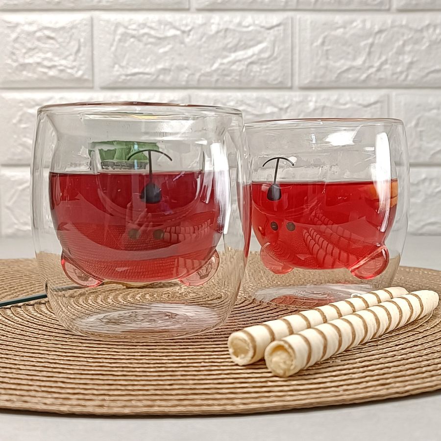 Набір склянок з подвійним дном з ведмедиками 250 мл 2 шт Ardesto, склянки з подвійним дном Ardesto
