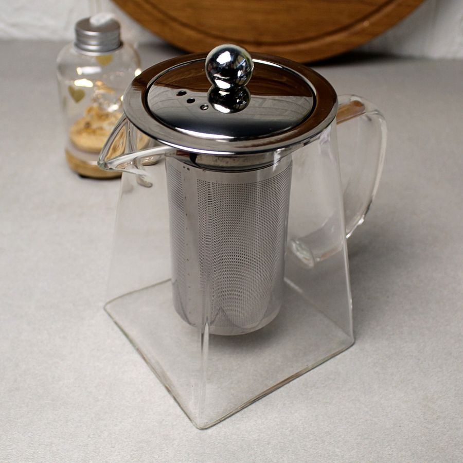 Чайник для заварки чая с квадратными дном из жаропрочного стекла 720 мл Hell