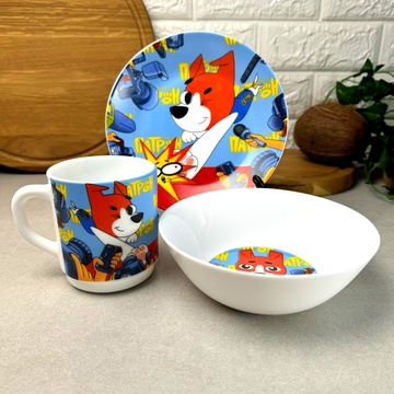 Детская посуда 3 предмета с мульт-героями Пёс Патрон Без бренда