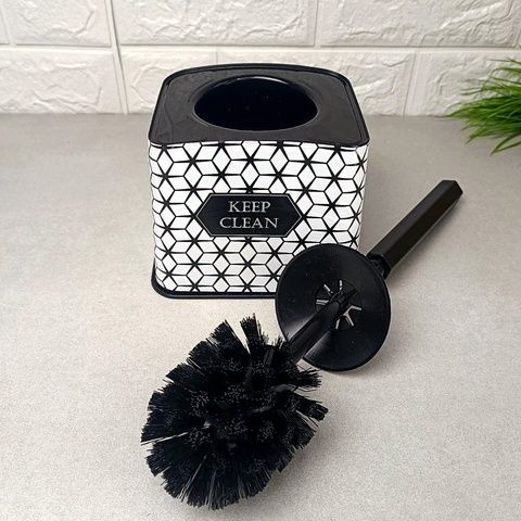 Йоржик для унітазу в білій з малюнком підставці Keep Clean, 388 Elif Elif Plastik
